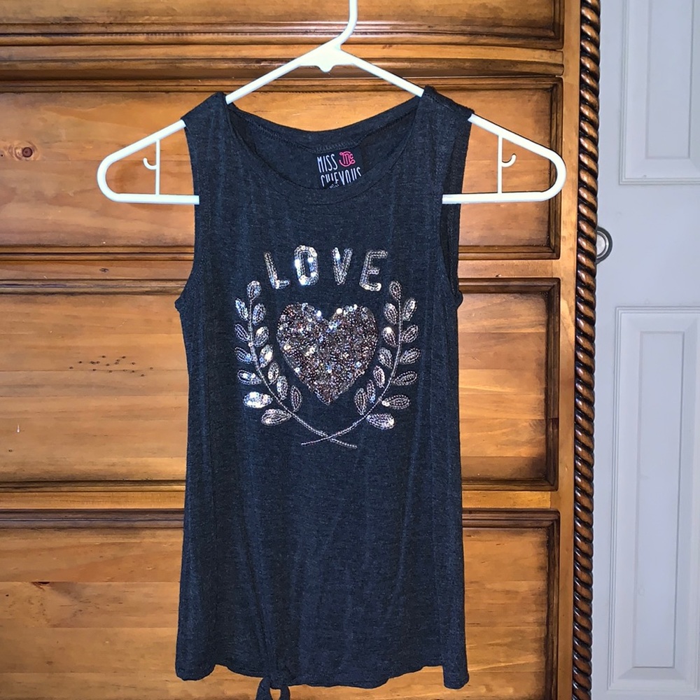 Miss Chievous girls sequin LOVE tank Medium